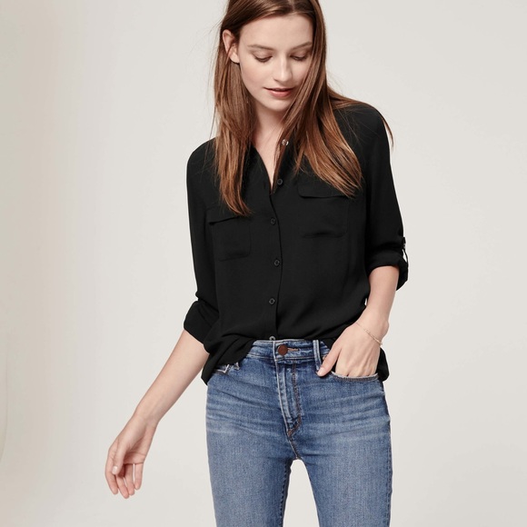LOFT Black Utility Blouse - Picture 3 of 4